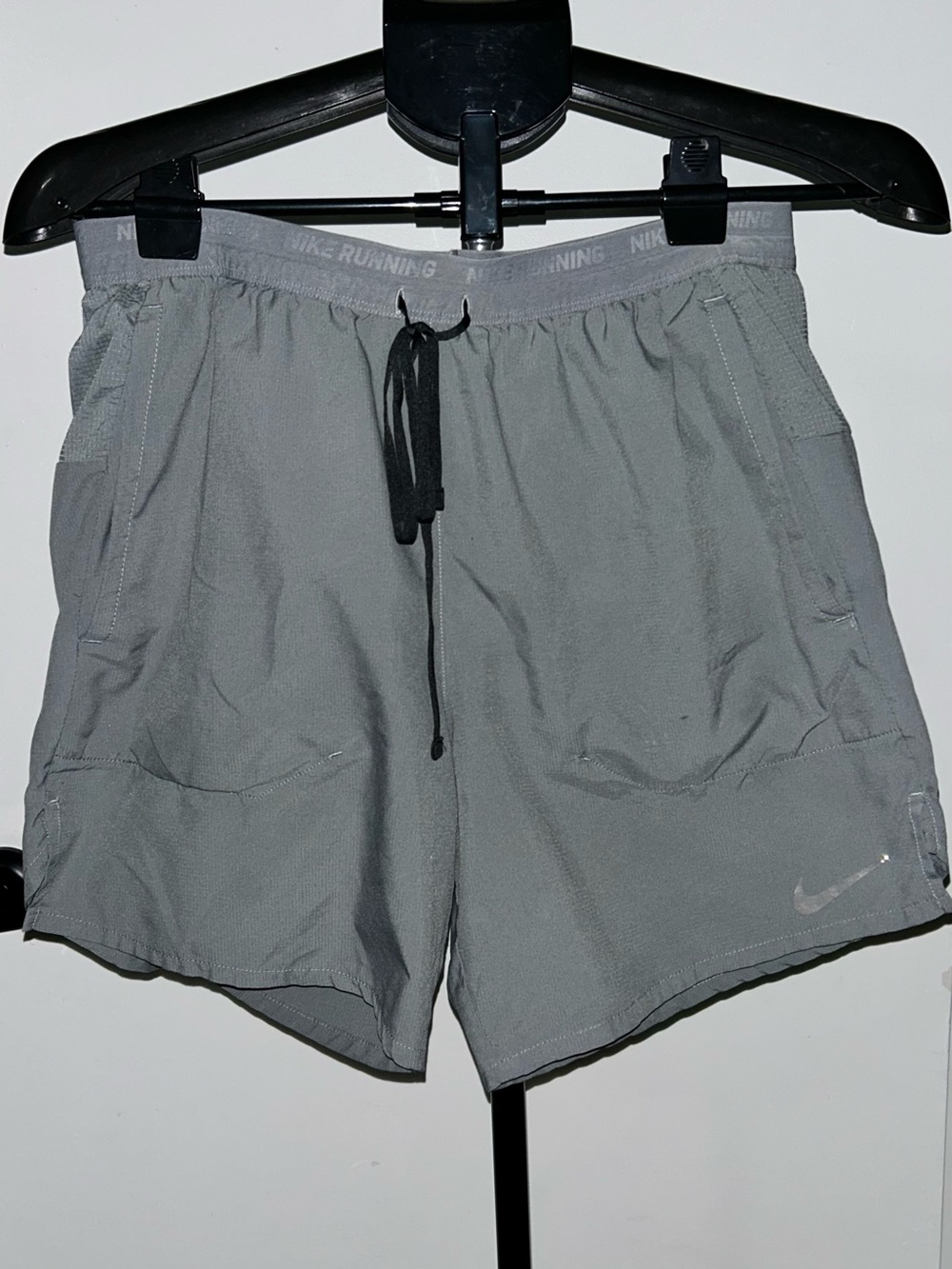 Nike Men’s Grey Athletic Shorts with Black Drawstring